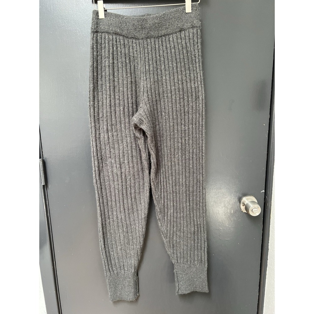 Free People Around The Clock Jogger Pants Sz S Charcoal Gray Rib Sweater Knit